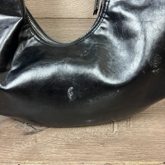 ZARA Shoulder Bag Hobo Black Faux Leather Slouchy Large Tote Purse Zip Closure - Picture 4 of 16